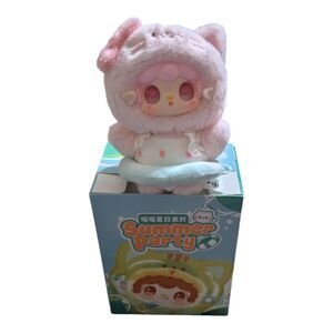 Yooki Summer Party Pink Kitty Plush Keychain Kawaii Cat Stuffed Toy w/ Box Cute